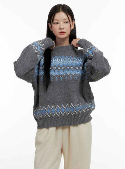 nordic-cozy-knit-sweater-on408 / Dark gray