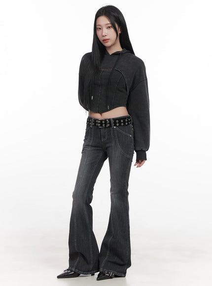 candace-seam-line-low-waist-flared-jeans-cj517 / Dark gray