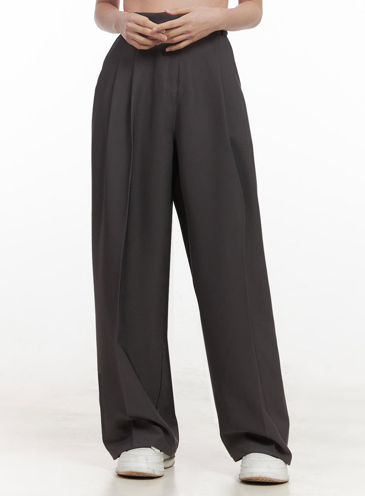 Classic Pintuck Wide-Fit Slacks IJ527