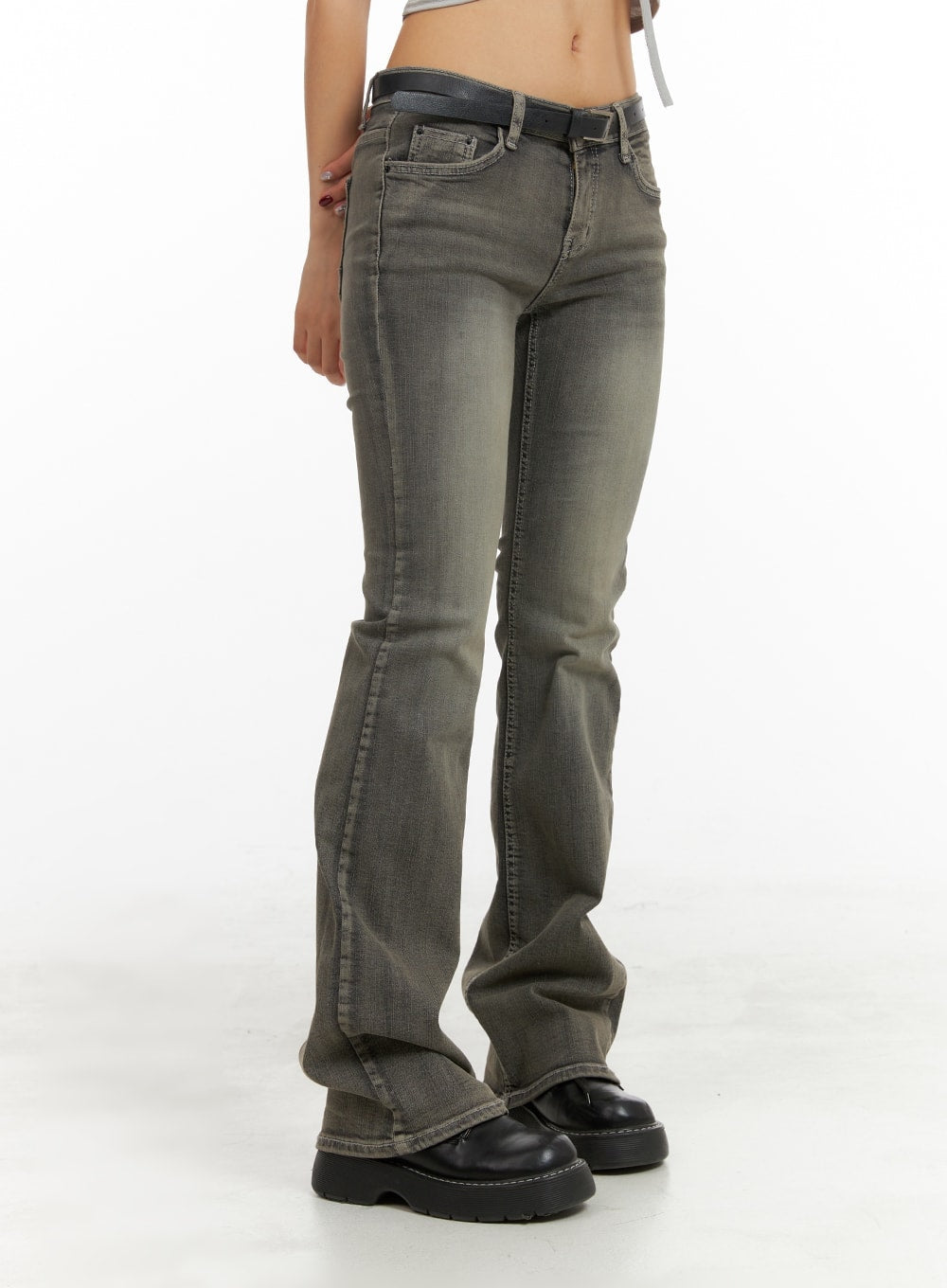 low-rise-bootcut-jeans-ca416 / Dark gray