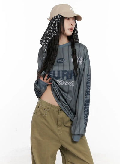 graphic-oversized-long-sleeve-top-cn513 / Dark gray