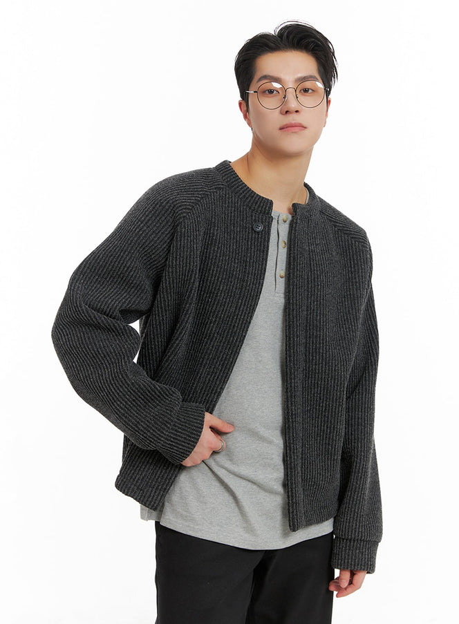 mens-textured-knit-cardigan-ia401 / Dark gray