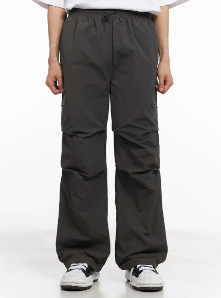 mens-wide-fit-parachute-pants-iu518 / Dark gray