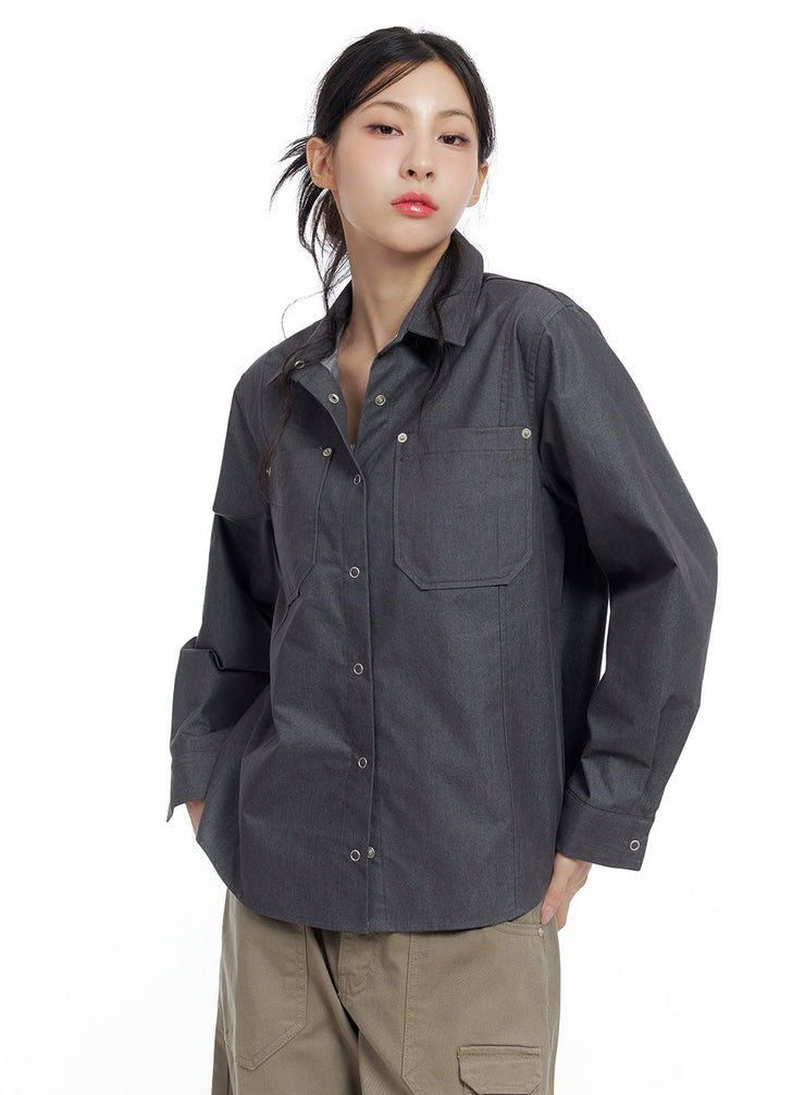 collared-denim-pocket-shirt-co426 / Dark gray