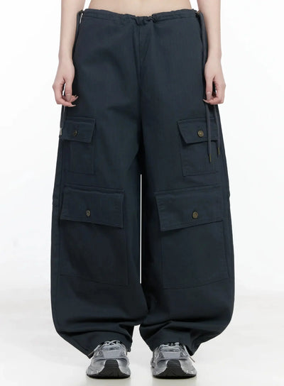 wide-leg-cargo-pants-ij528 / Dark gray