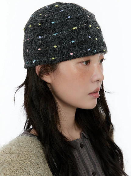 vintage-dotted-knit-beanie-cn517 / Dark gray