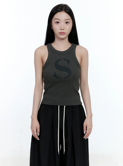 ribbed-graphic-tank-top-cg501 / Dark gray