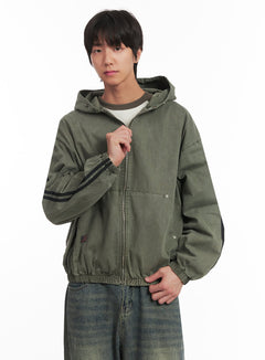 mens-urban-zip-up-hooded-track-jacket-ia511 / Dark green