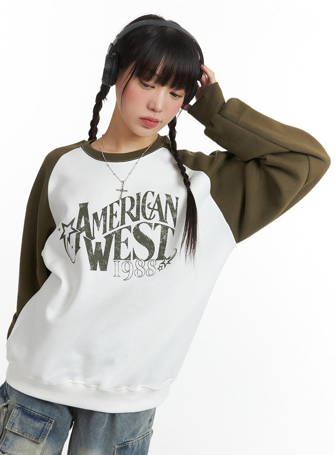 american-west-1988-oversized-raglan-long-sleeve-ij411 / Dark green