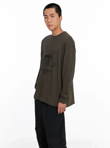 mens-graphic-long-sleeve-tee-is509 / Dark green