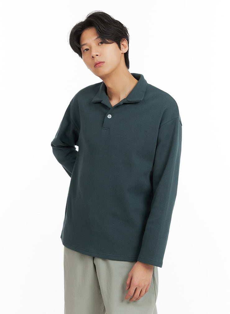 mens-long-sleeve-polo-shirt-ia402 / Dark green