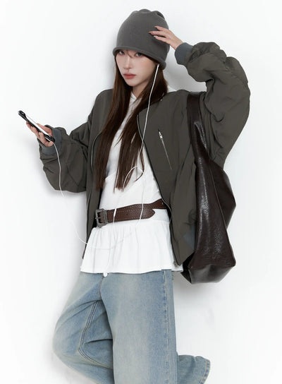 casual-zip-up-bomber-jacket-cs501 / Dark green