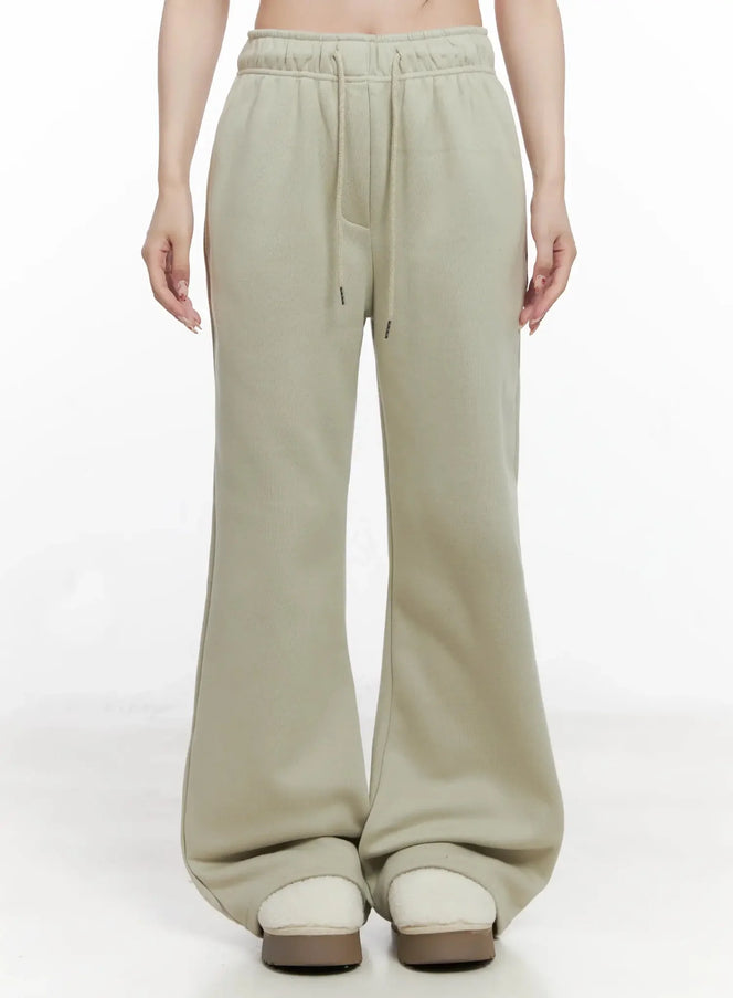 lucky-fleece-wide-leg-sweatpants-in514 / Dark green