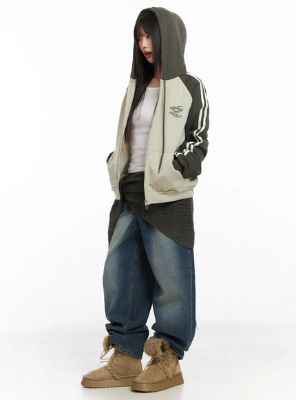 cozy-oversized-fleece-hooded-zip-up-cd518 / Dark green