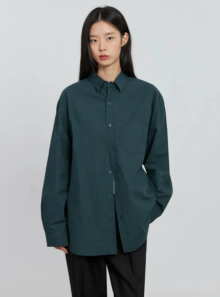 classic-oversized-shirt-in507 / Dark green