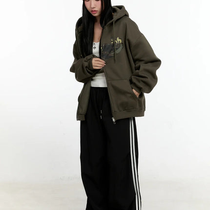 oversized-lettering-hoodie-cn505 / Dark green