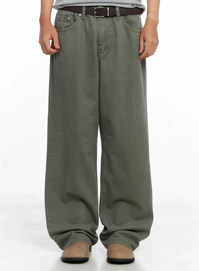 mens-lost-baggy-jeans-ig529-dark-green / Dark green