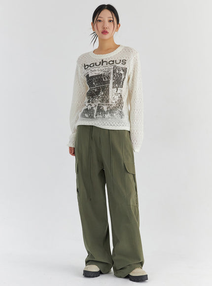 waist-string-cargo-pants-cs325 / Dark green