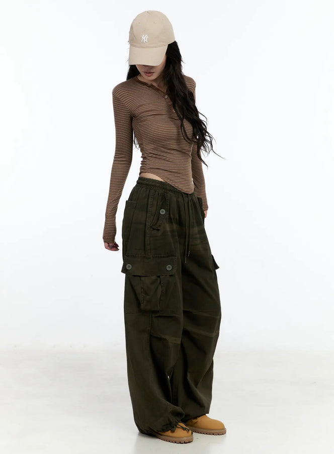 street-style-cargo-pants-cn517 / Dark green