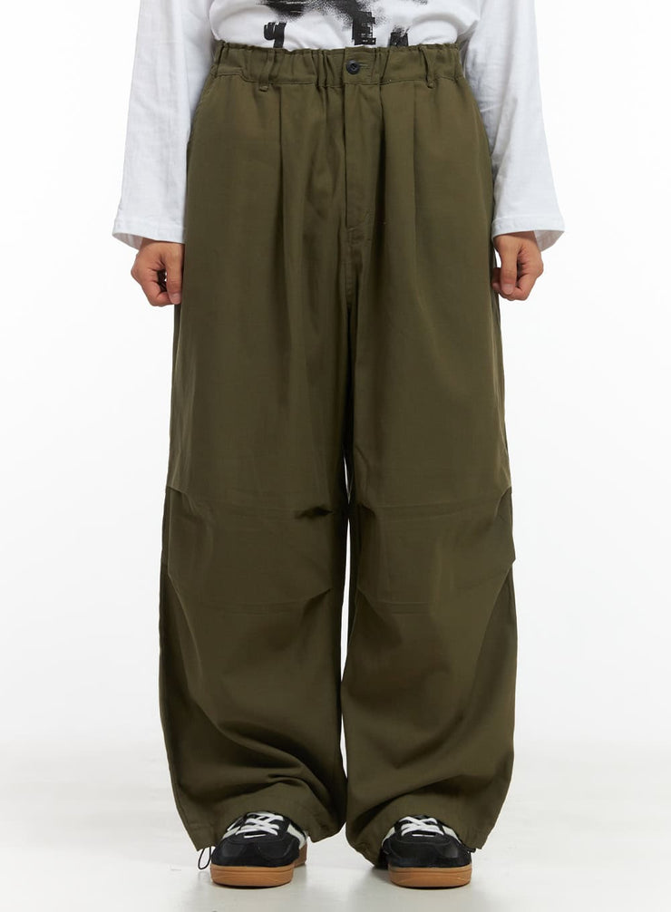 mens-solid-pintuck-wide-leg-trousers-co408 / Dark green