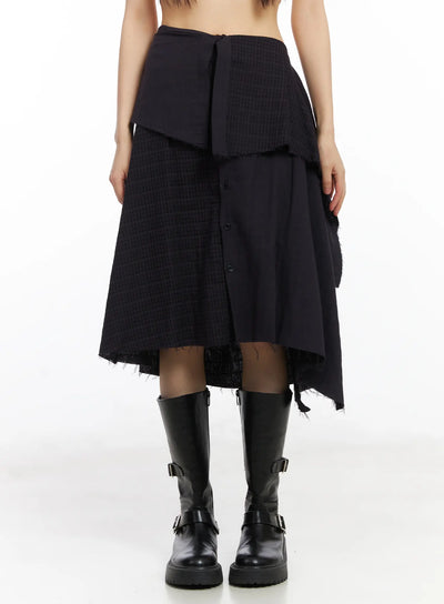 asymmetric-layered-midi-skirt-cd522 / Dark purple