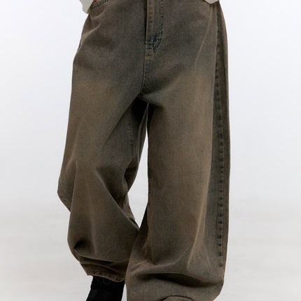 freya-yellow-vintage-washed-jeans-co418 / Dark yellow