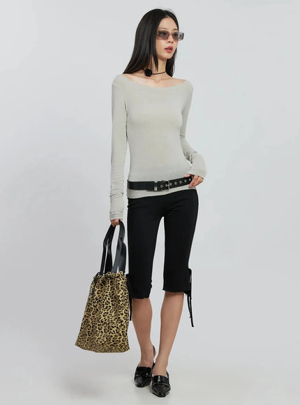 boat-neck-long-sleeve-tee-io530 / Dark beige