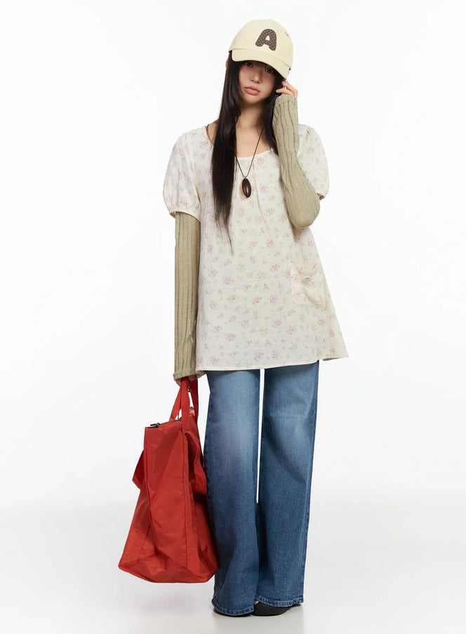 patterned-tunic-layer-dress-ia523 / Flower