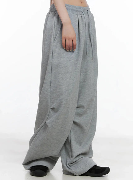 pintuck-wide-leg-sweatpants-is508 / Gray