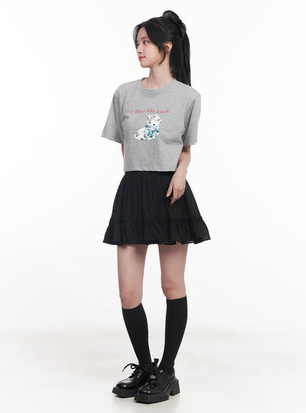 casual-graphic-crop-top-cy526 / Gray