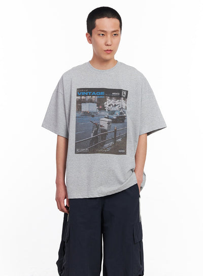 mens-vintage-graphic-t-shirt-iu512 / Gray
