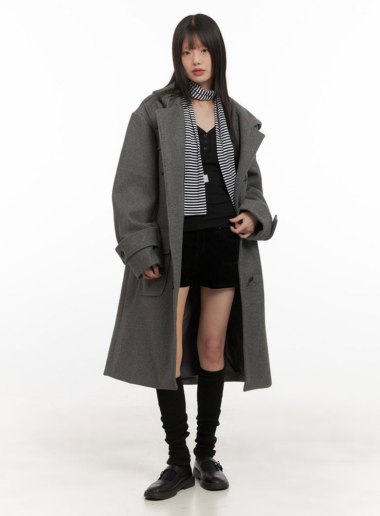 oversized-wool-blend-hooded-coat-cd425 / Gray