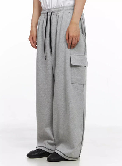 mens-stitch-cargo-sweatpants-io516 / Gray