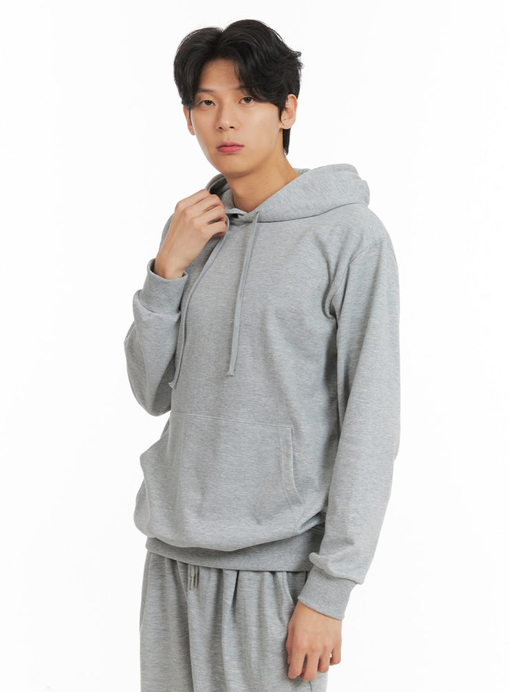 mens-cozy-solid-cotton-hoodie-ia401 / Gray