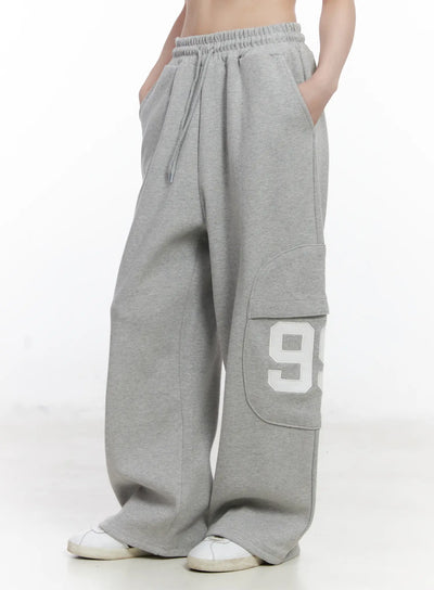 wide-leg-drawstring-weatpants-cj527 / Gray