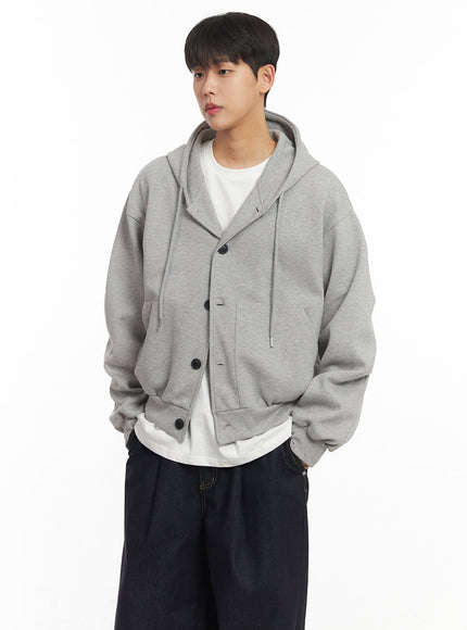 mens-buttoned-hoodie-im517 / Gray
