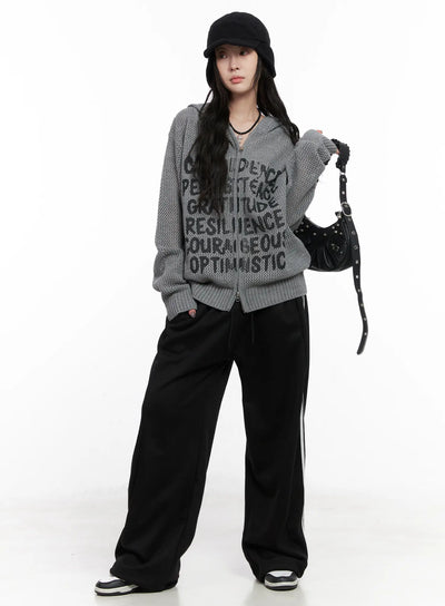 oversized-graphic-knit-zip-up-hoodie-cn512 / Gray