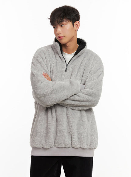 mens-cozy-fleece-half-zip-sweatshirt-id431 / Gray