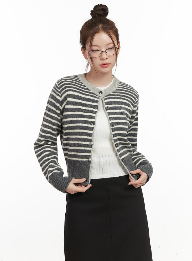 Stripe Buttoned Cardigan IF505