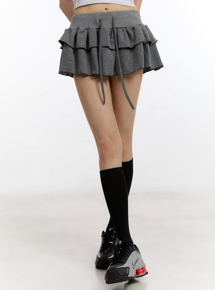 frill-layered-mini-skirt-ca508 / Gray