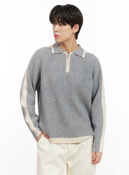 mens-soft-touch-collared-sweater-ij517 / Gray