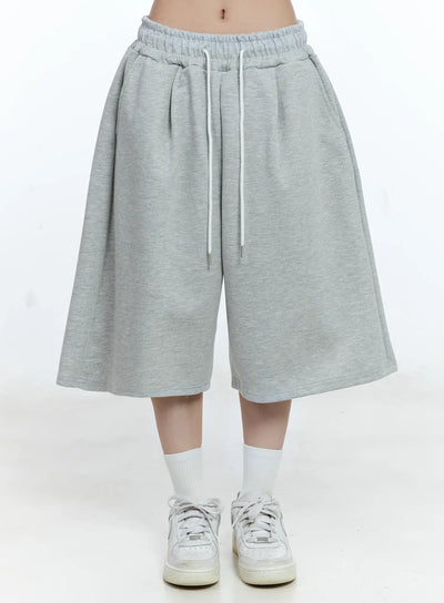 casual-wide-leg-bermuda-sweatshorts-cg513 / Gray
