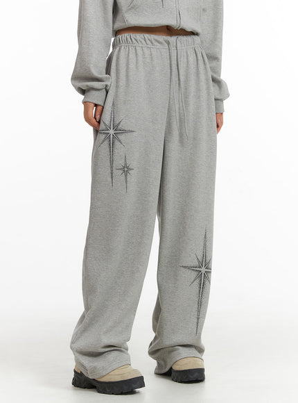 star-print-straight-leg-sweatpants-cj429 / Gray