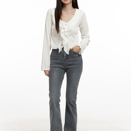 madison-washed-flared-jeans-on422 / Gray