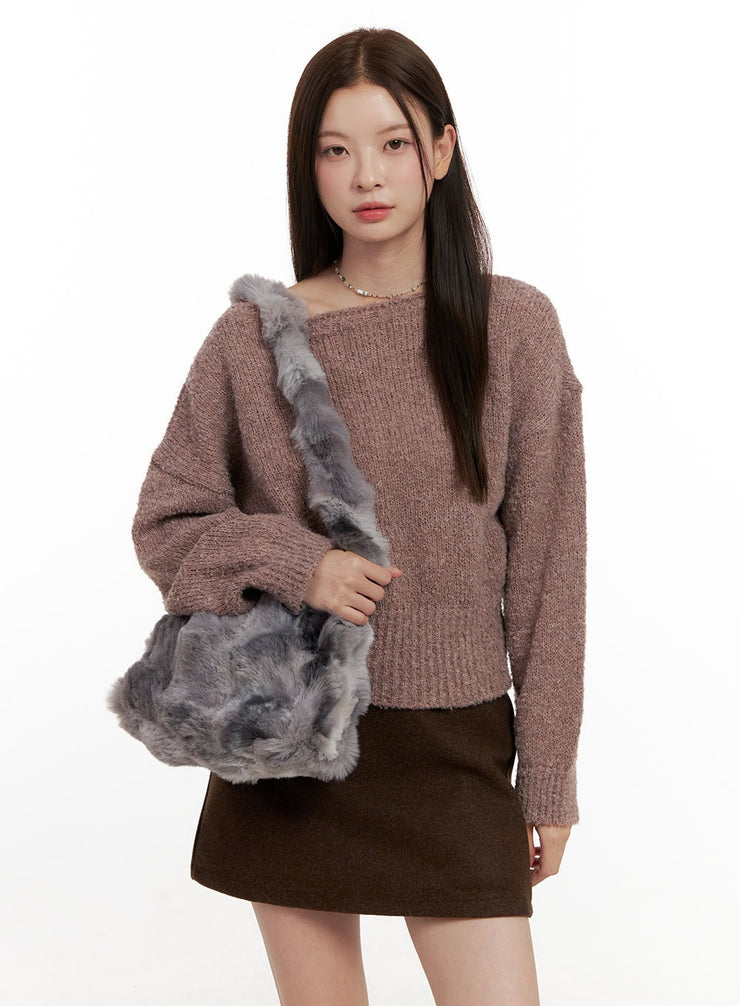 fluffy-chic-shoulder-bag-on422 / Gray