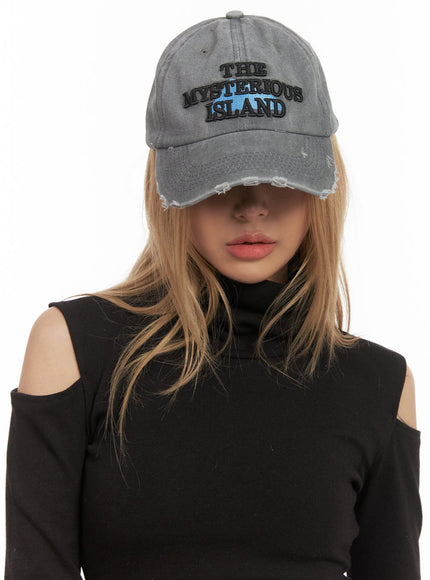 distressed-embroidered-cap-cj507 / Gray