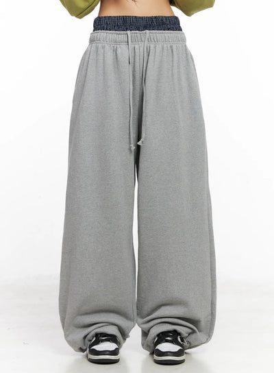 wide-leg-layered-sweatpants-cn513 / Gray
