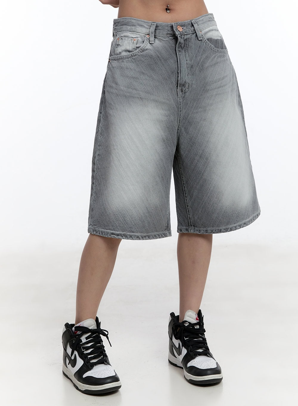 faded-wide-leg-jorts-cu502 / Gray