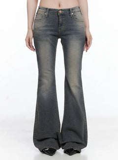 sumin-low-rise-flare-hip-pad-jeans-cg529 / Gray