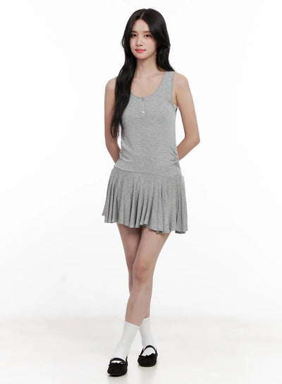 sleeveless-ruffle-mini-dress-cl515 / Gray